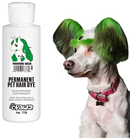 Opawz Permanenter Haustier Haarfarbe, Berufsstand Haustier sicherer Farbstoff hält über 20 Haarwäschen, leuchtende Farbe für Hunde und Pferde (Tiefgründiges Grün)