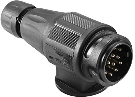 DARKGUARD 1 Pedazo Enchufe 13pines Remolque 12v ISO1724,Impermeable,Zócalo Caravana 13Pines Macho, Adaptador Enchufe 13pin per Remolque,Conector 13polos 12v per Agrícola Camión Caravana (DG13P-1)