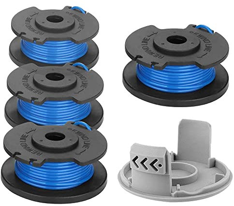 Mumaxun Bobine de fil de rechange RAC124 de 1,6 mm compatible avec Ryobi ONE+ 18 V, 24 V, 40 V, RLT2925, RLT1825, RLT1825Li, RLT1825LL13, RLT1825M13, OLT1832 (4 bobines + 1 capuchon)