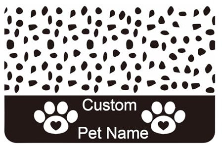 JMIPET Tapis pour Chiens et Chats personnalisé – Tapis en Cuir pour gamelle, antidérapant et Facile à Nettoyer, idéal pour Nourriture, avec nom imprimé(A4)