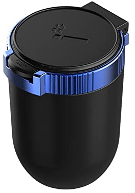 Surakey Auto Aschenbecher mit Deckel & Blaue LED Licht, Tragbarer Edelstahl Fahrzeug Rauchfreien Aschenbecher Zigarette mit LED Beleuchtet für Autotassenhalter Vans Haus Büro Outdoor Camping,Blau