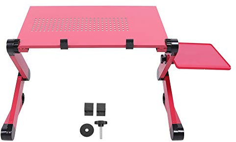 Nikou Klappbarer Laptop-Tisch aus Aluminiumlegierung, Laptop-Tisch mit Heat Vents Maushalter für die Arbeit im Bett(Rosa)