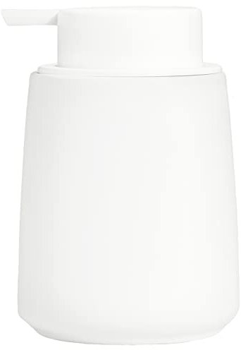 12Oz White Soap Dispenser - Modern Ceramic Lotion Hand Soap Dispenser with Easy-to-Press White Pump, Reusable and Refillable Liquid Dish Soap Dispenser for Bathroom, Kitchen (Rubber Paint)
