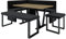Eckbank Akiko Metal mit Tisch und Bänken - Eckbankgruppe für Ihrem Esszimmer, Küche modern, Sitzecke, Essecke. Perfekt für Küche, Büro und Rezeption. Solide Verarbeitung (INARI 100, 168x128 rechts)