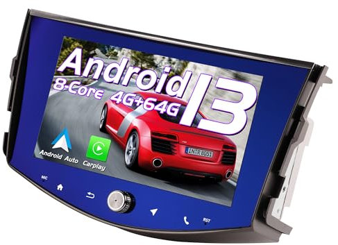 AneQu Android 13 für Toyota RAV4 Autoradio, Für Toyota RAV4 2006-2012, 8 Zoll Bul-ray Screen Multimedia Player Auto Haupteinheit mit Carplay IPS Display Bluetooth