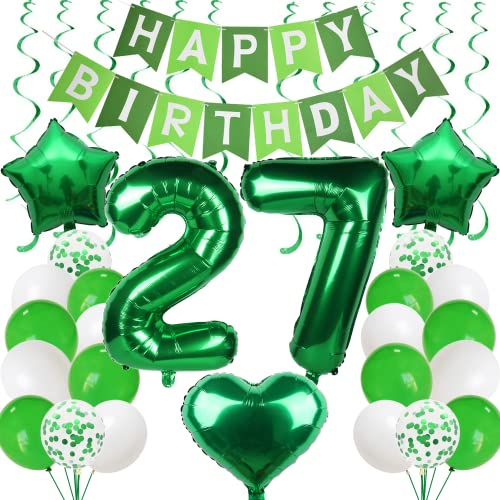 27 Luftballon 27. Geburtstag Männer Frauen Grün 27 Jahre Geburtstag Mann Deko 27. Geburtstag Deko Grün Ballons 27 Geburtstag Mann Frau Deko Grün 27 Jahre Dekoration Party 27 Geburtstag Luftballons