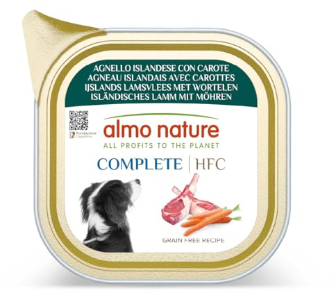 almo nature HFC Complete – Nassfutter für Erwachsene Hunde – Isländisches Lamm mit Karotten – menschliche Qualität, glutenfrei, Monoprotein – 85 g, 17 Stück