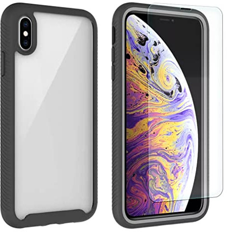SDTEK Case Compatible with iPhone XR, Full Body with Glass Screen Protector Front and Back Protection 360 Phone Cover