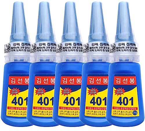 SanSixi 5PCS 401 Colla Adesivo Rapido Istantaneo 20g Bottiglia Più Forte Super Colla Multi-Purpose Super Forte Colla Adesiva Liquida Incolore