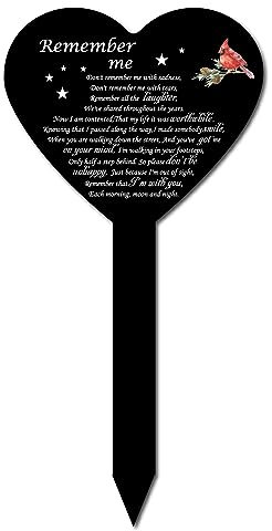 CREATCABIN Marqueurs Funéraires Commémoratifs Forme Cœur Linnet Cimetière Pieu Acrylique Tombe Pieu Plaque Commémorative pour Animaux Compagnie Décoration Cimetière Extérieur Cour Noir 30x20cm