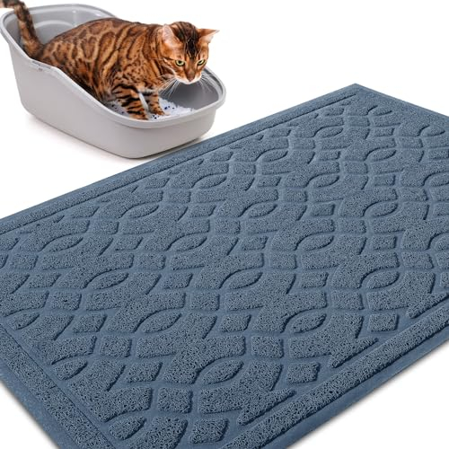 Yimobra Katzenstreu Matte, 90 x 60 cm, Wasserdichte Katzenklomatte Rutschfest Katzenklo Unterleger Matte, Einfache Reinigung Katzenklo Vorleger, Türkisblau