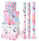 WERNNSAI Papier Cadeau Sirène - 3 Rouleaux de Papier Cadeau Rose pour Anniversaire de Fille Papier Cadeau Sirène Océan pour Enfants avec Lignes de Découpe 43cm X 3m