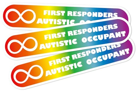 STNRST-IN Autistic Occupant Car Stickers, 3 Pcs Autism Awareness Safety Decal for Emergency Responders Special Needs Sign Warning, 5x1 inches Weather Resistant Vinyl Small Bumper Stickers (Colorful)