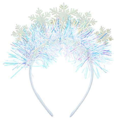 Toyvian Schneeflocken Stirnband Lametta Glänzend Weiß Plastik Haarreif Weihnachtsdeko für Damen Mädchen Cosplay Foto Requisiten Bühnenauftritt Party Haar Accessoire Weihnachten