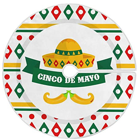 Christbaumdecke Cinco De Mayo Sombrero Chili Beard Mexiko Weihnachtsbaumdecke Rund Weich Christbaum Decke Premium Weihnachtsbaum Decke Für Party Festival Atmosphere Urlaub L