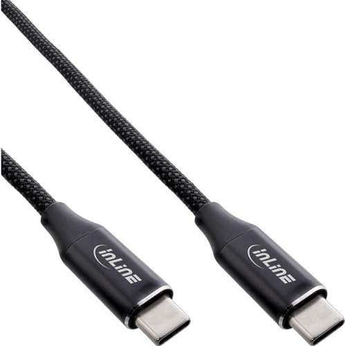 InLine MAGNETIC USB-C Ladekabel, magnetisches Kabel, magnetischer Mantel, USB-C auf USB-C Kabel, 100W (5A), Schnellladekabel, Nylon-Gewebemantel, Strom- und Datenübertragung, schwarz, 1m, 35881