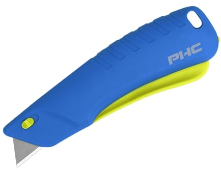 Pacific Handy Cutter Rebel auto-retract Sicherheitsmesser mit Zangengriff, blaues Cuttermesser optimal für Handschuhe