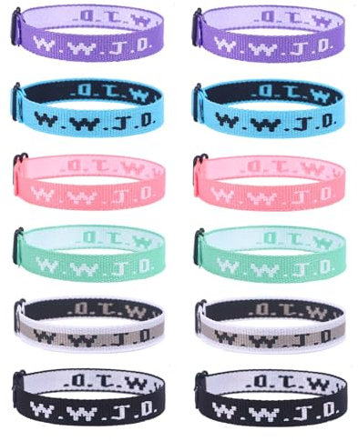 JEWPRAK WWJD Armbänder Pack What Would Jesus Do Armbänder Gewebte Armbänder Religiöse Christliche Jesus Armbänder, Large, Polyester, Kein Edelstein