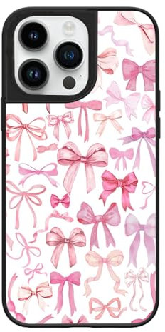 Ehreus for iPhone 14 Pro Max Phone Case, Cute Coquette Aesthetic Pink Bow Pattern Shock-Absorbent Protective iPhone 14 Pro Max Case for Women Girls Girly