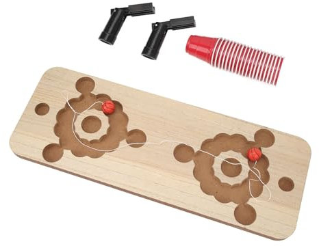 Beer Pong Drinking Game Table with Pine Wood Board and 20 Cups, Fun Party Game for Couples and Single Parties, Ideal Birthdays