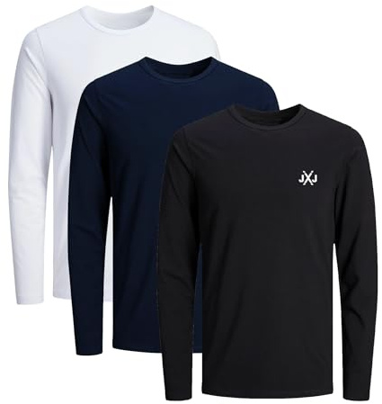 JACK & JONES Infinity Herren Langarmshirt Rise Infinity O-Neck T-Shirt (DE/NL/SE/PL, Alphanumerisch, XL, Regular, Regular, Rise 3er Pack 3)