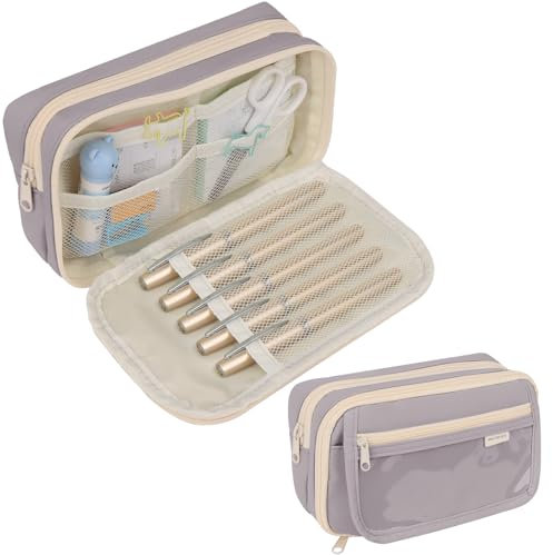 OWill Federmäppchen Mäppchen mit 4 Fächern,Mäppchen Aesthetic,Federmappe große Kapazität,Mädchen Junge Teenager Schule Etui Schulsachen,Aesthetic School Stuff,Federpenal für Schule & Büro(Violett)