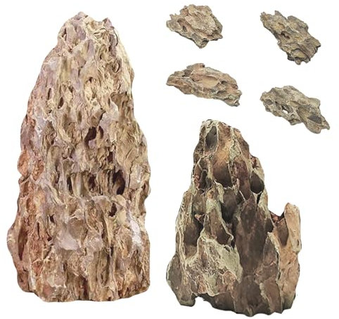 JINGHANGER Aquarium Steine Drachenstein Set 6 Stück Natur Aquarium Steine Verschiedene Größen Aquascaping Gestein für Tank Felsen Dekoration