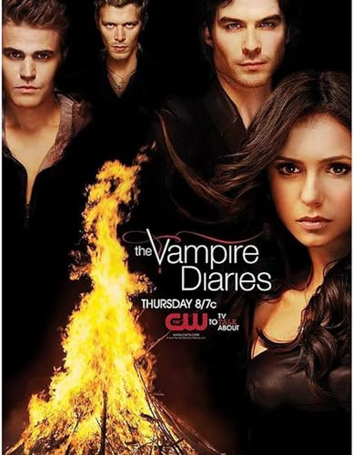 FANGMKJ DIY 5D Diamond Painting Kits for Adults Kids,The Vampire Diaries,Diamant MalereiSet Embroidery Pattern Round Cross Stitch Kit Mosaic Home Decor-11.8x15.7inch