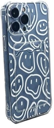 OLIVIA'S PHONES Cases For iPhone 12 Pro Max (6.7) Clear Expressions Faces Card Holder Tough Protective Smartphone Case Cover