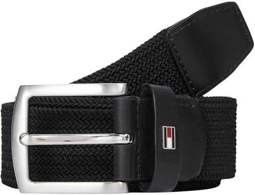 Tommy Hilfiger Herren Gürtel Denton Elastic 3,5 cm Geflochten, Schwarz (Black), 80 cm