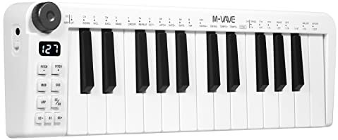 SHUAIGUO SMK-25mini MIDI Keyboard Rechargeable 25-Key MIDI Control Keyboard Mini Portable USB Keyboard MIDI Controller with 25 Velocity Sensitive Keys 1 Knob