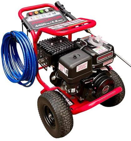 DeTec. Predator Benzin-Hochdruckreiniger 13PS Flächenreiniger 420cm³ mit 300 bar Annovi reverberi RSV-4G44 Triplex Keramik - Hochdruckpumpe Steinreiniger Industriereiniger
