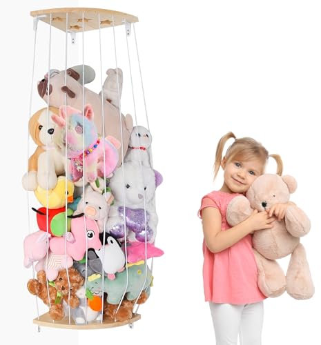 dashfor Soft Toy Storage, Teddy Storage, Wooden Toy Hammock for Stuffed Animals Storage, Corner Cuddly Toy Storage for Kids Bedroom, Toddler Play Room Stuffed Toy Storage