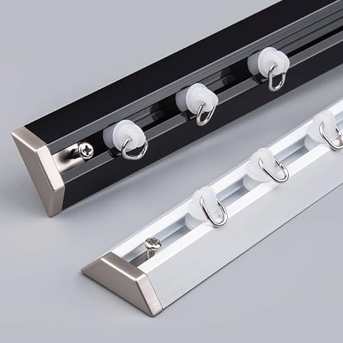 V-förmige Vorhangschiene Dünne Vorhangschienen Gardinenschiene Aluminium Vorhangschiene 1-läufig Vorhangschiene Innenlaufschiene for Schiebevorhänge, Gardinen und Vorhänge(White,1.2m(3.9ft))