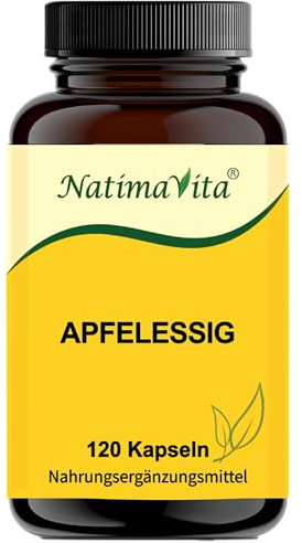 Vinaigre de cidre de pomme en gélules - 1000 mg par jour - 120 capsules vegan - Soutient le métabolisme et l’élimination - Naturel et efficace
