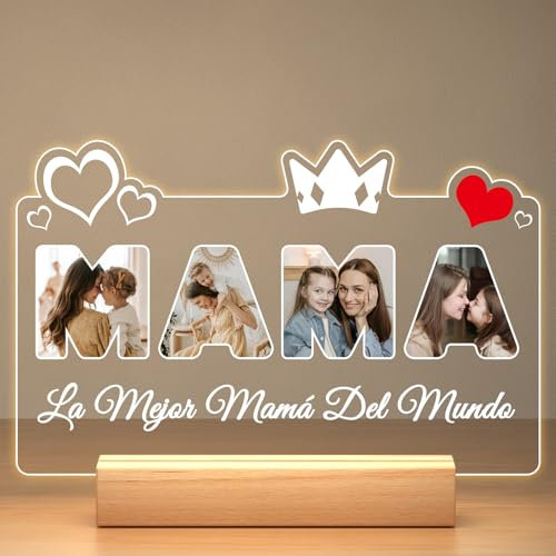Dia de la Madre Regalos Personalizados para Mama, Cuadro Personalizado con Foto, Lampara Personalizada con Foto, Placa Acrilica Personalizada, Regalo Mama Cumpleaños, Regalo Dia de la Madre para Mama