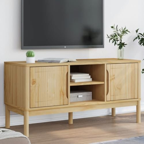 Somanki Mueble de TV Floro Madera Maciza Pino marrón Cera 114x43x55 cm, Mesa TV, Mueble TV Salon, Mueble Television, Mesa Television, Muebles De Salon, Mesa Salón TV - 374014