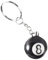 Porte-clés boule de billard noire 8 boules, Noir , taille unique