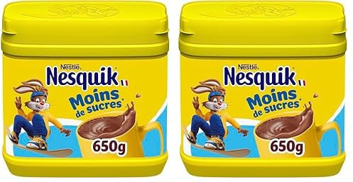 Nesquik - Chocolat en Poudre Moins de Sucres - 650g (Lot de 2)