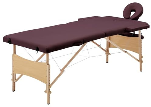 Tidyard Table de Massage Pliable 2 Zones Violet vin