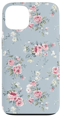 Coque pour iPhone 13 Bouquet de roses classiques sur fond bleu poudré