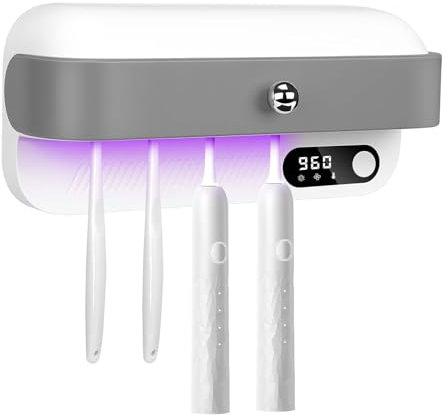 Bestcool Zahnbürstenhalter Wandmontage, UV Zahnbürsten-Sterilisator mit 4 Bürstenplätzen, UVC Sterilisation & Trocknung Elektrische Zahnbürstenhalterung für Baby & Familie, Badezimmer Organizer