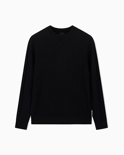 Armani Exchange Herren Essential, Long Sleeve Monogram Logo Texture Pullover Sweater