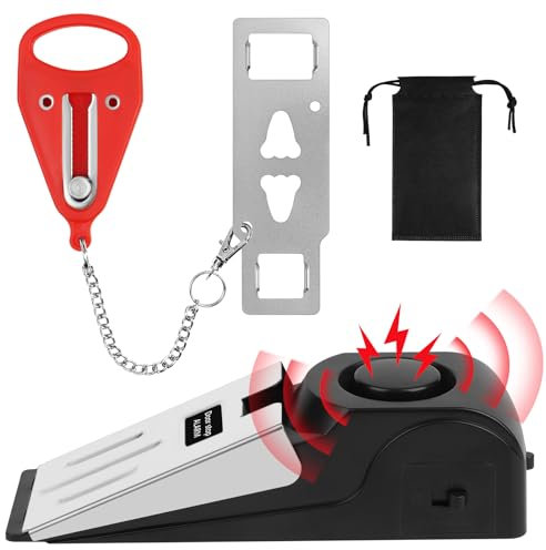 Flintronic Fermaporta Antifurto, Fermaporta con Cuneo Antiscivolo, con 120DB Sirena, Con 1Pezzi Serratura Portatile per Porta, per Casa Appartamento Hotel Viaggio, Protezione - Sicurezza