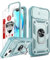 LeYi Funda para iPhone 13 con [2-Unidades] Cristal Vidrio Templado,Carcasa Cubierta de cámara Deslizante Proteger Anillo Soporte Silicona TPU Armor Bumper Case, Verde