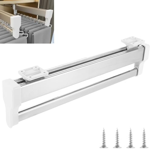 SHUESS Kleiderstange Ausziehbar, 310 mm/12,2 Zoll Multifunktion Hosenhalter Für Kleiderschrank, Schrank Herausziehen Der Kleiderstange, Push-pull Wardrobe Clothing Rail
