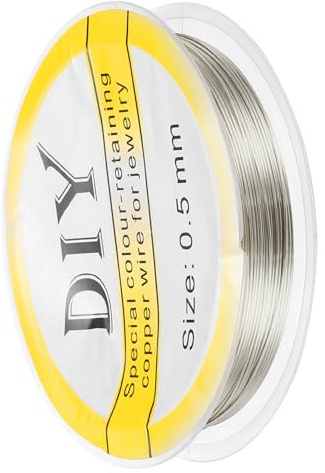 sourcing map 0.5mm/24 Gauge Copper Wire for Jewelry Making, 1 Roll Craft Tarnish Resistant Beading Wire for Jewelry Making Supplies DIY (Silver)-6.5m
