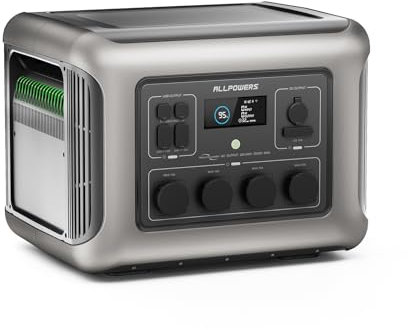 ALLPOWERS R2500 Central Eléctrica Portátil 2016Wh, Batería de Fosfato de Hierro y Litio, Generador Solar, 4 Salidas AC de 2500W, Carga 100% Rápida en 1 Hora, Apto para Hogar, Camping, Emergencia