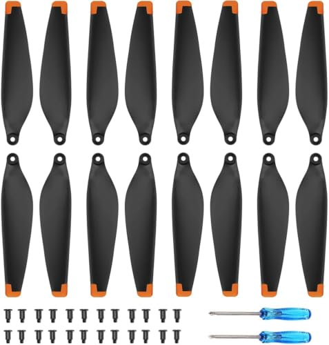 FENGCHUANG 16 Pcs Propellers for DJI Mini 4 Pro/Mini 3 Pro Replaceable Propellers for Drones Low Noise Wing Blade Propeller Blade with Screwdriver and 24 Screws(Black)