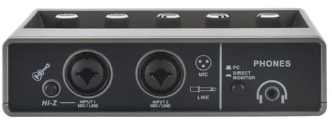 OUTFYT Audioschnittstelle mit 2 Eingängen, PC-Studioaufnahme for E-Gitarre, Externe Soundkarte, 48 V,Universelle Kompatibilität